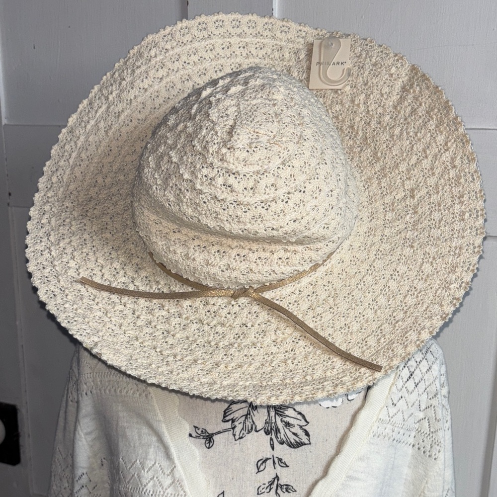 Primark Tan Summer Shade Beach Sun Hat with Gold Tie New